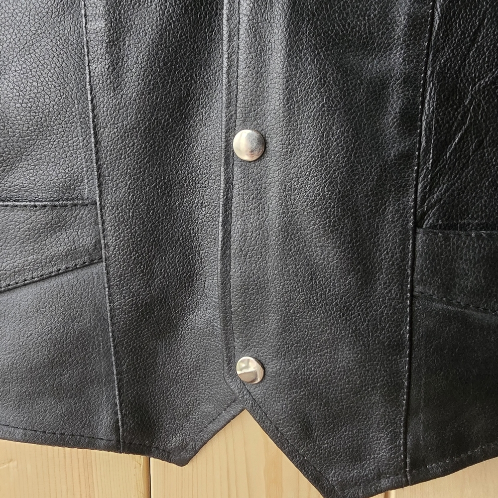 Boutique Of Leathers Black Leather V Neck Vest Boys Size 14 NWT - Picture 7 of 10
